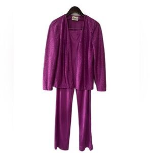 Vintage Act 1 Glitter Purple Pantsuit Size Medium